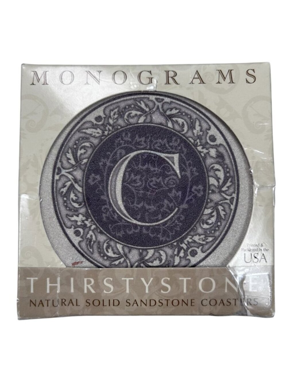Thirstystone Monograms C Drink Coasters Absorbing Stone